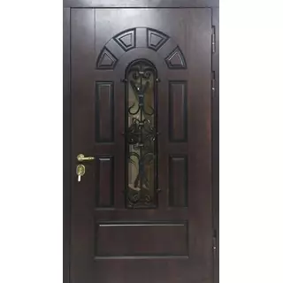 Парадная дверь с ковкой и одним замком